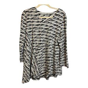 Habitat Blouse Women's Size Medium Zebra Stripes oversized abstract black white